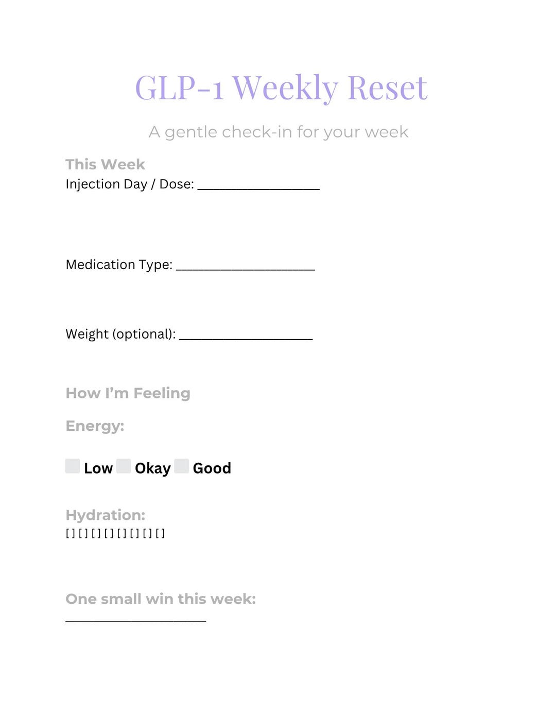 GLP-1 Weekly Reset Planner | Weight Loss Tracker | Injection Log ...