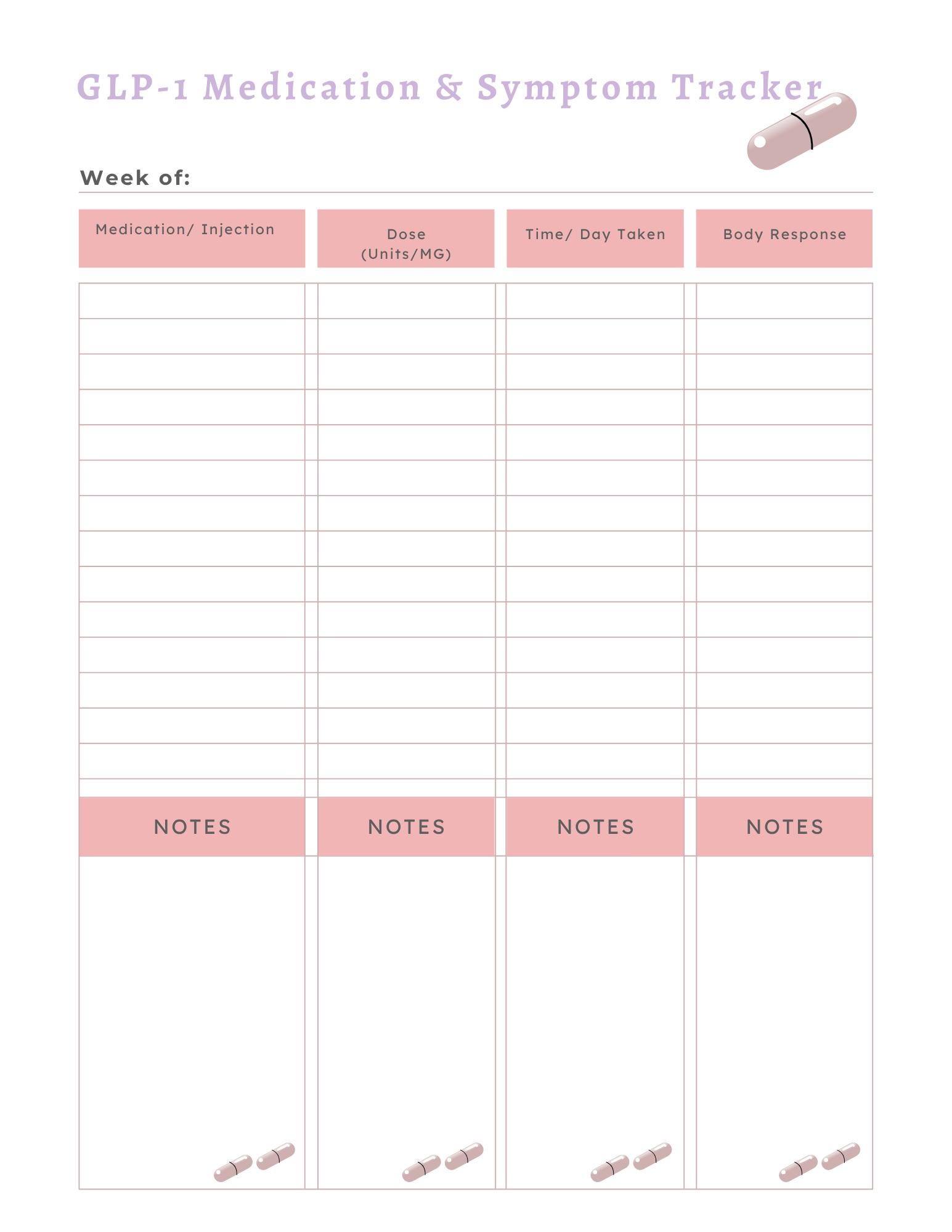 GLP-1 Planner Printable | Weekly Injection Tracker | Weightless ...