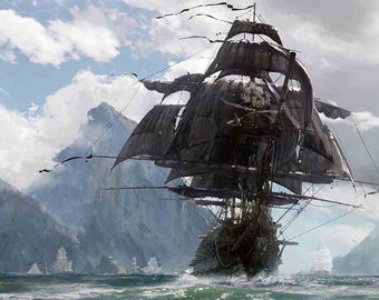 Pirate Ship Painting Etsy