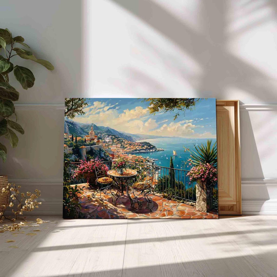Mediterranean Cityscape Canvas Print: Coastal Sea View Wall Art - Etsy