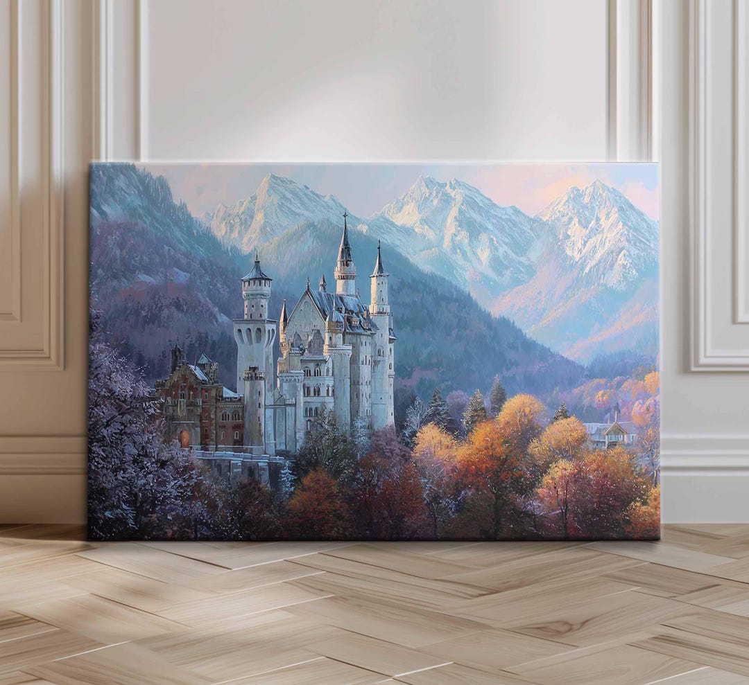 Fairytale Mountain Castle Canvas Wall Art Giclee Print, Autumn Forest ...