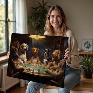 Dogs Painting-Dogs Print-Dogs Playing Cardsl Painting--Dogs Playing Poker-Dogs Playing Cards Oil Painting Pictures Printed On Canvas