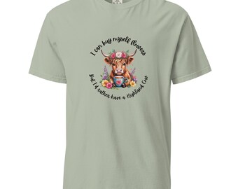 The "Cozy Highland" Floral T-shirt - Black Font