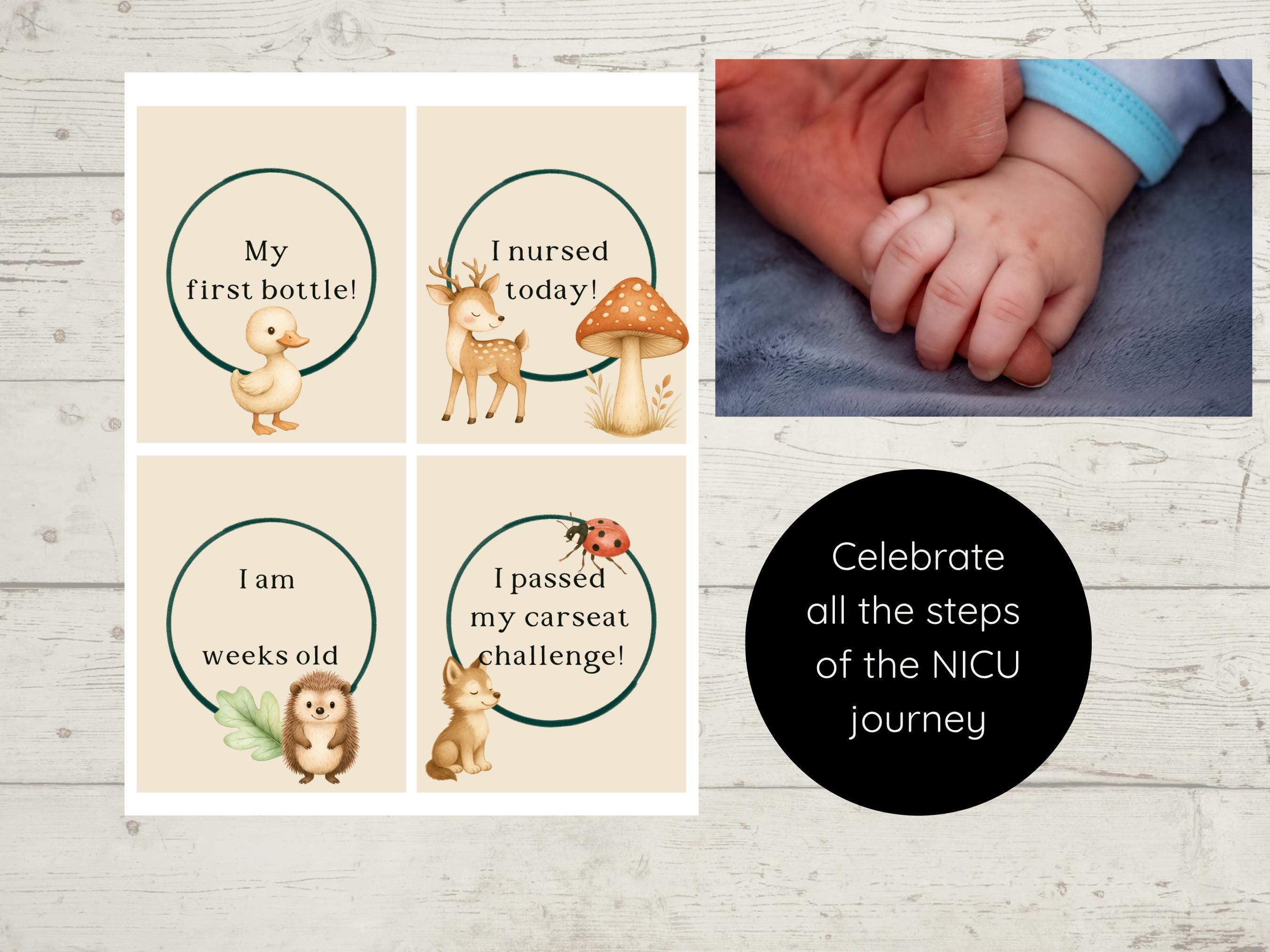 NICU Milestone Cards Printable Photo Props, Preemie Mom Gift NICU ...