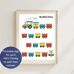 MY NICU Family Printable Preemie Memory Keepsake | Staff or Parent Train Sign Digital Download