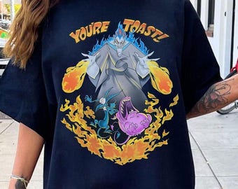 Disney Villains Hades Panic Pain You're Toast Fire Tee, Hercules Pain & Panic Couple Shirt, Disneyland Family Matching WDW T-Shirt