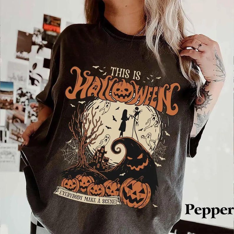 Retro Vintage The Nightmare Before Christmas Tee, Jack Skellington Shirt, Jack & Sally Halloween Top, Disneyland Spooky Shirt image 1