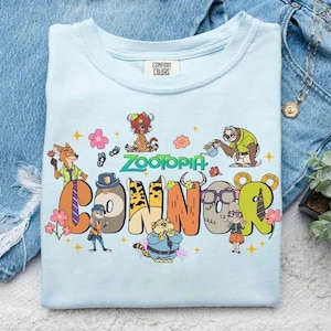 Personalized Disney Zootopia 2 Character T-Shirt, Custom Name Judy Hopps & Nick Wilde, Disneyland Birthday Family Matching Trip Tee afbeelding 1