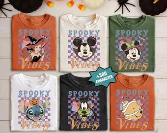 Mickey and Friends Halloween Checkered Tee, Spooky Vibes Matching Shirt, Mickey's Not So Scary Halloween Party 2026, Disney Shirt