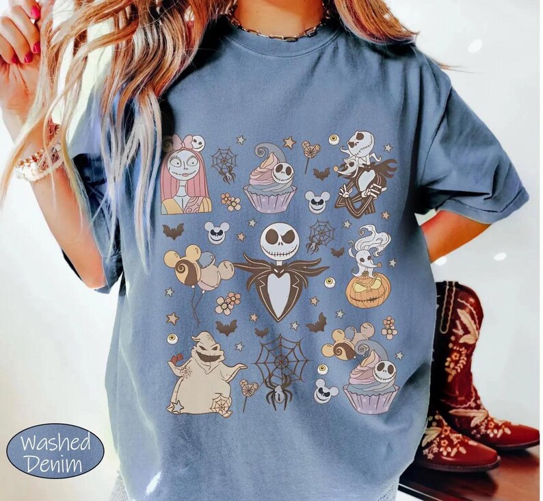 Vintage Nightmare Before Christmas Tee, Disney Halloween Shirt Featuring Jack Skellington, Sally, Oogie Boogie Bash, Lock Shock Barrel image 3