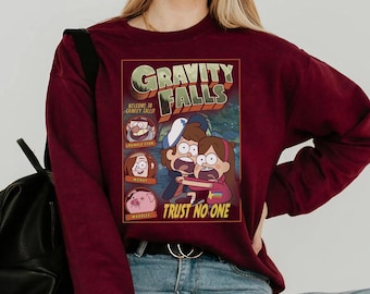 Disney Gravity Falls Trust No One Scared Dipper & Mabel Retro Tee, Disneyland Family Matching Shirt, Magic Kingdom T-Shirt, Mabel Dipper