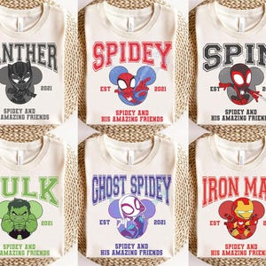 Marvel Spidey & His Amazing Friends Matching Portrait Group T-Shirt, Spider-Man Birthday Tee, Disneyland Family Birthday Shirt image 1