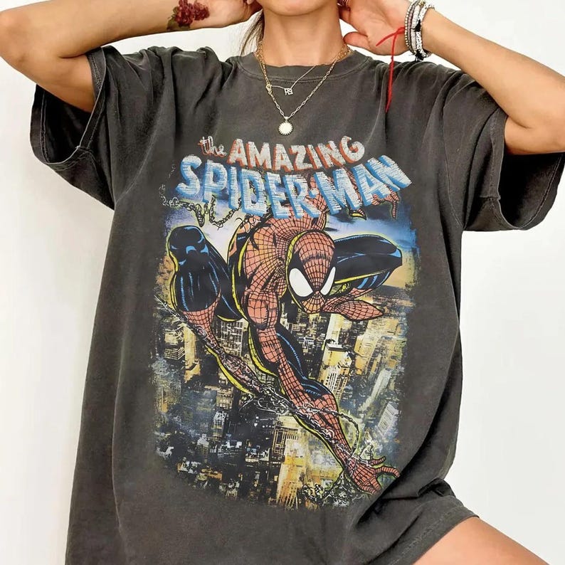 Vintage Marvel Comics The Amazing Spider-Man Poster Shirt, Marvel Vacation Mode Tee, MCU Fan Shirt, Marvel Studios Family Birthday Gift Tee image 1