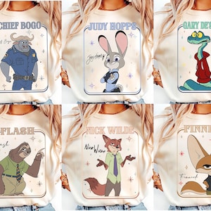 Disney Zootopia 2 Movie 2025 Character Group Tee, Judy Hopps & Nick Wilde Birthday Shirt, Disneyland Family Matching Trip Tee Bild 1
