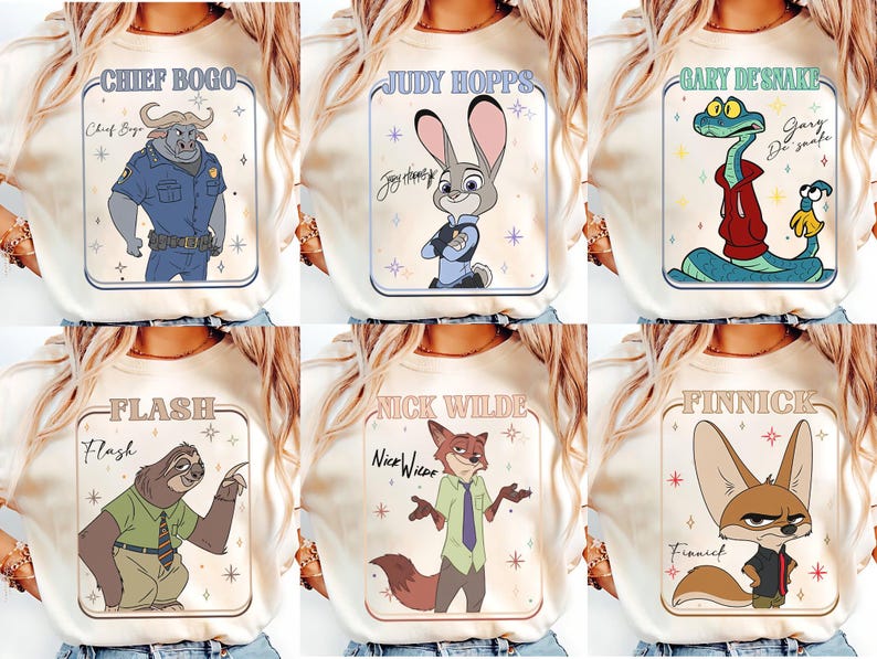 Disney Zootopia 2 Movie 2025 Character Group Tee, Judy Hopps & Nick Wilde Birthday Shirt, Disneyland Family Matching Trip Tee Bild 1
