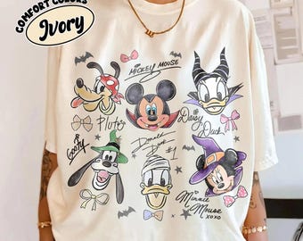 Retro Mickey & Friends with Signs Halloween Tee, Mickey's Not So Scary Halloween Party Shirt, 2026 Halloween Trip Shirt