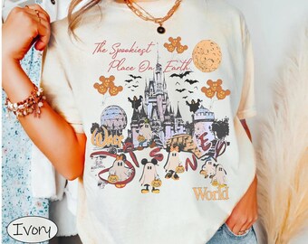 Vintage The Spookiest Place On Earth Tee, Disneyland Halloween Shirt, Mickey’s Not So Scary Party, Disneyworld Ghost Tee
