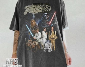 Vintage Star Wars Comfort Colors Shirt with Luke Skywalker, Darth Vader, Leia, Chewbacca, R2-D2 & C-3PO – Disney World Trip Tee