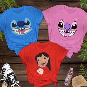 Disney Lilo & Stitch 2025 Big Face Costume Tee, Stitch Angel Couple Shirt, Disneyland Family Matching Shirt, WDW Disney Tee afbeelding 1