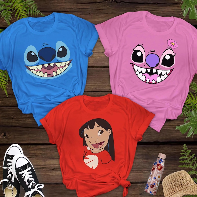 Disney Lilo & Stitch 2025 Big Face Costume Tee, Stitch Angel Couple Shirt, Disneyland Family Matching Shirt, WDW Disney Tee afbeelding 1