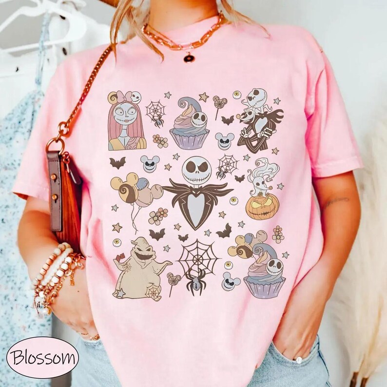 Vintage Nightmare Before Christmas Tee, Disney Halloween Shirt Featuring Jack Skellington, Sally, Oogie Boogie Bash, Lock Shock Barrel image 2