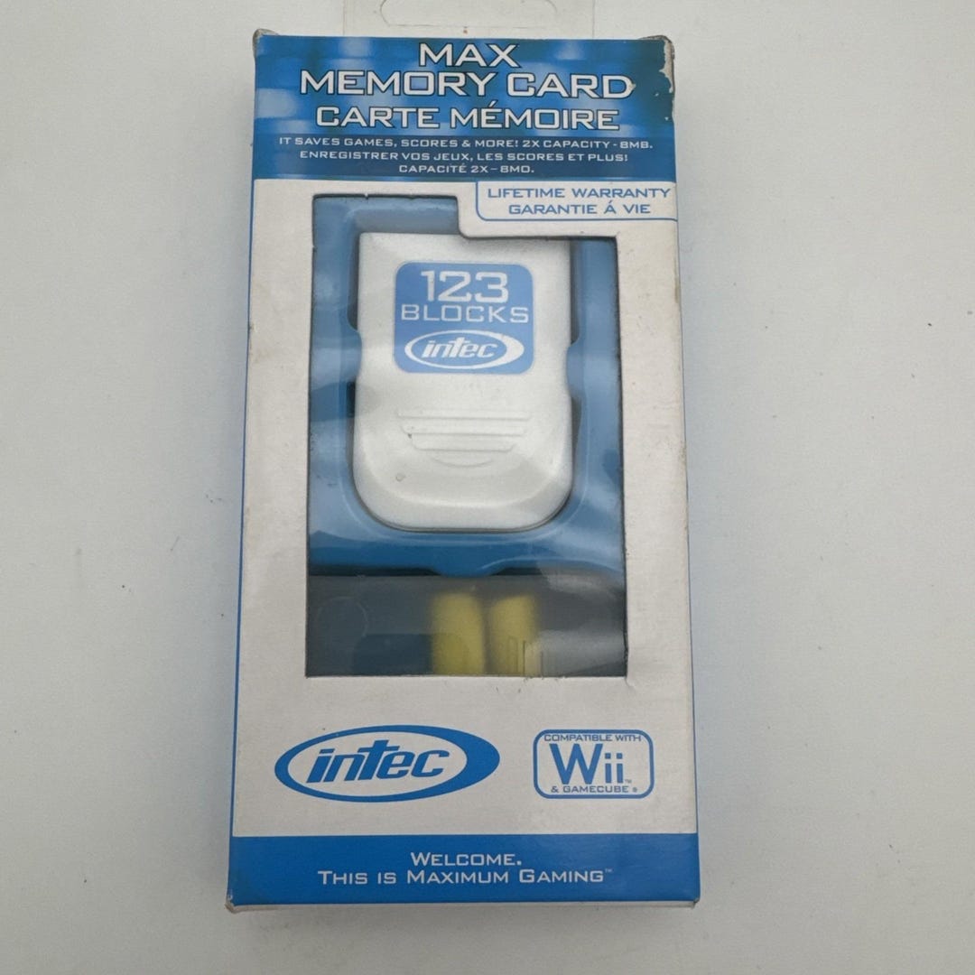 Intec 123 Blocks Wii Gamecube Max Memory Card Gamers Maximum Gaming NIB ...