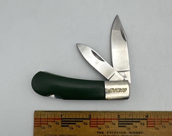 Skoal Bandit Pocket Knife 2 Blade Barlow Lock Blade Green Advertising Collector