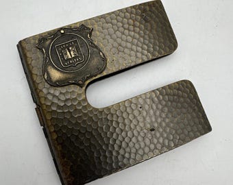Vintage Hammered Cigarette Case With Rare Yale University Crest "Lux Et Veritas"