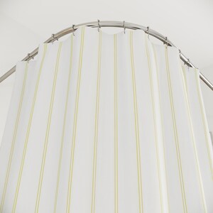 White Pinstripe Shower Curtain, Pale Yellow Striped Curtain, Modern Minimalist Bathroom Decor, Dense Vertical Stripe Bath Curtain image 4