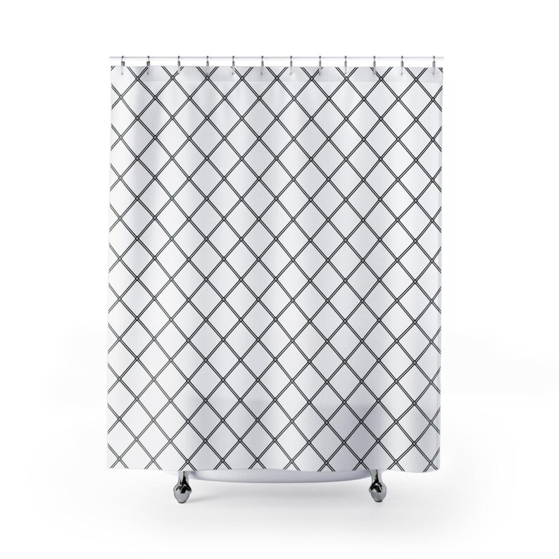Black and White Diamond Lattice Shower Curtain, Geometric Modern ...