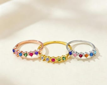 Custom Birthstone Ring,Personalized Stacking Ring,Christmas Gift for Mom,Exquisite Gift for Her,Gift for a Best Friend,Mom's Exclusive Ring