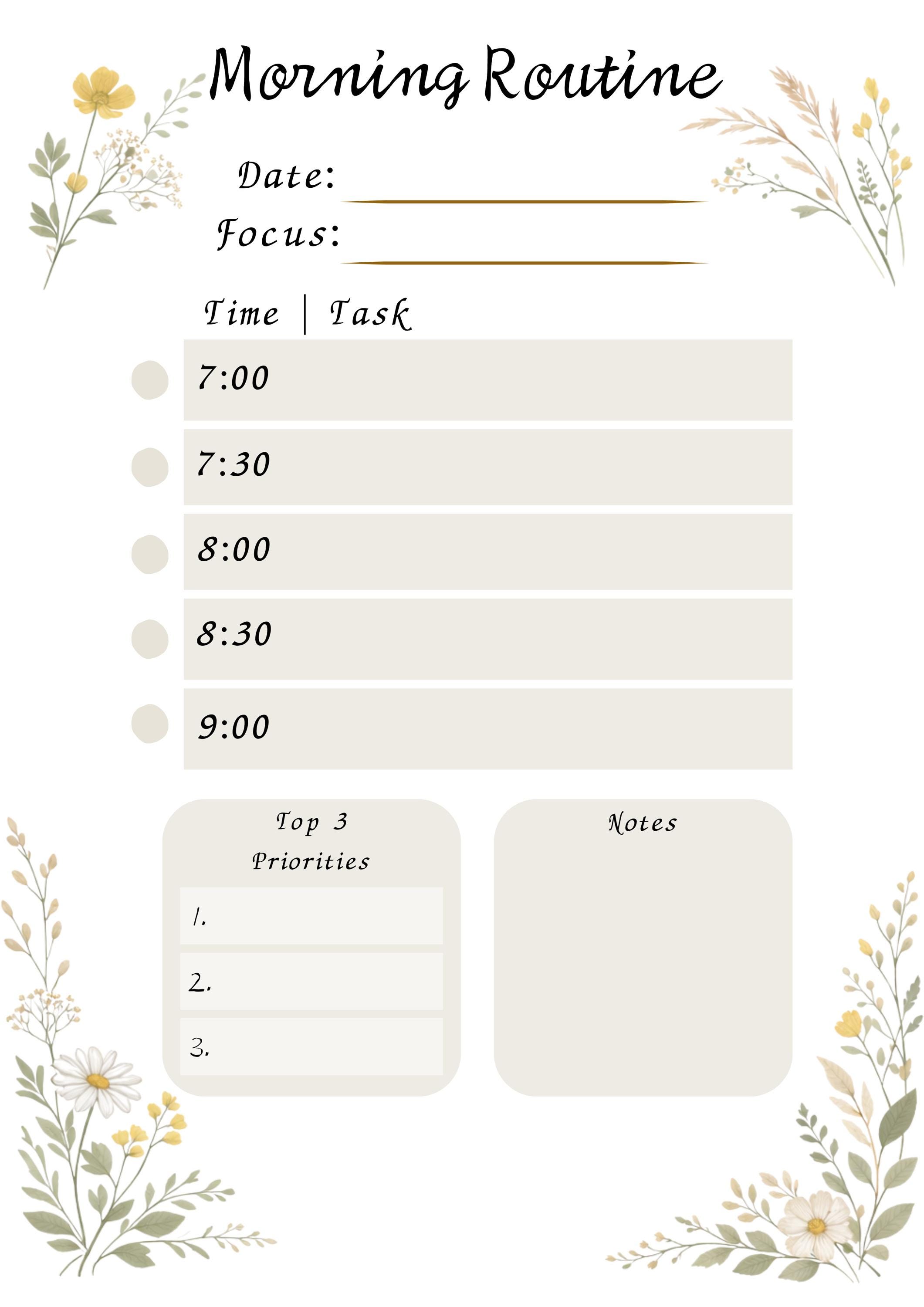 Daily Routine Planner Printable PDF | Weekly Planner Template | Habit ...