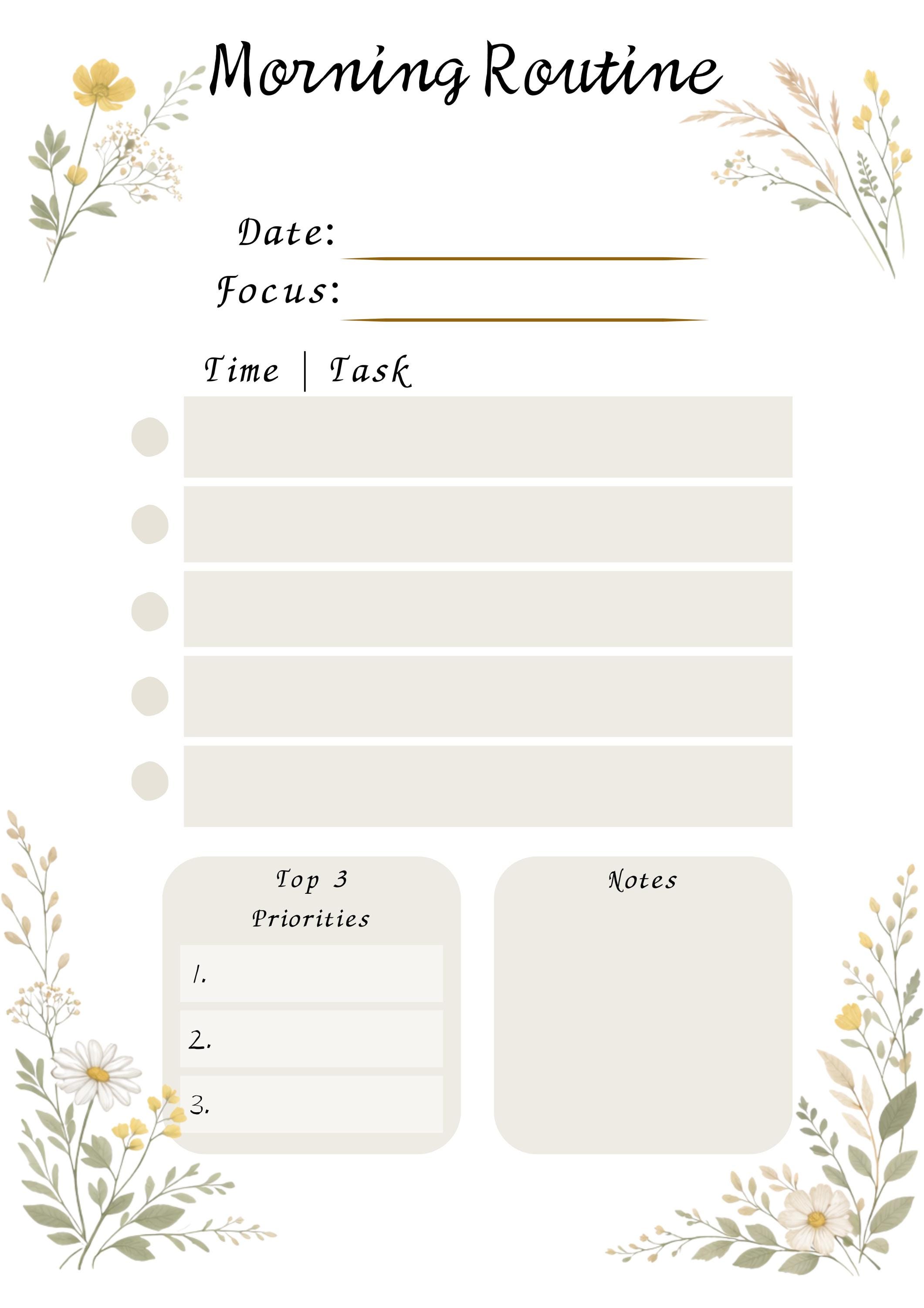 Daily Routine Planner Printable PDF | Weekly Planner Template | Habit ...