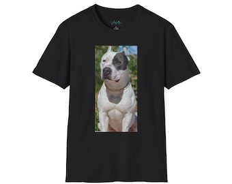 T-shirt photo Pitbull noir et blanc | Portrait de chien