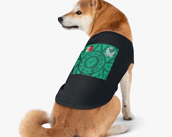 Débardeur pour animaux de compagnie à motif aztèque mexicain | Chemise pour chien drapeau mexicain