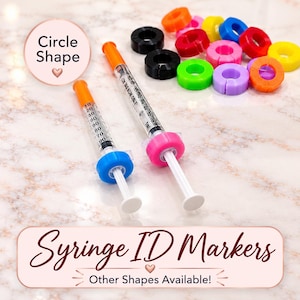 Circle Syringe ID Markers, Color Coded Clips for Prefilled Syringes, Reusable Syringe Identifiers