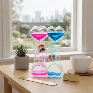 Double Heart Liquid Motion Bubbler Sensory Toy Visual Timer Stress Relief Desk Decor Fidget Toy