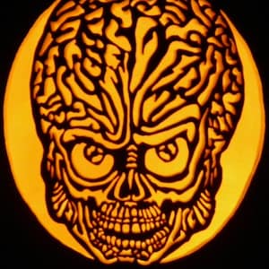 Mars Attack hand carved on a 13&quot; foam pumpkin by KensPumpkinPatch