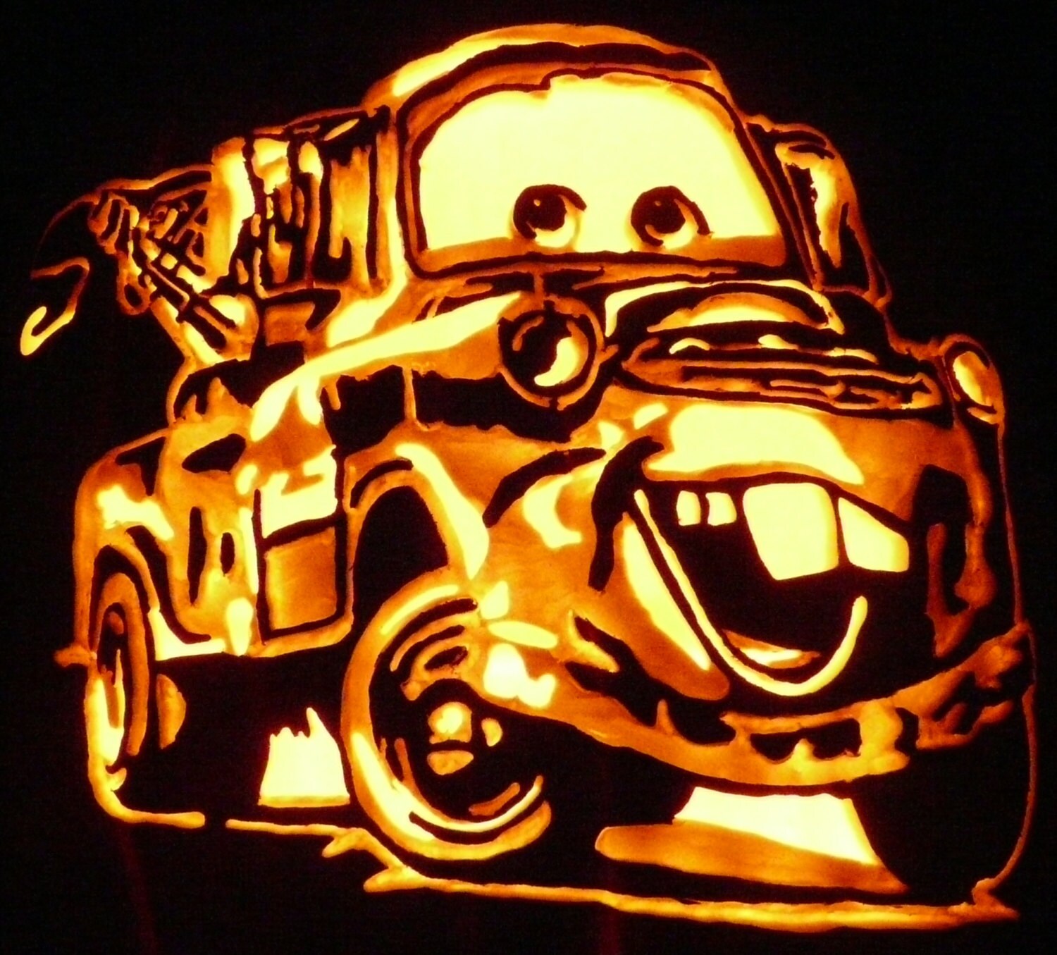 Tow Mater From Cars Hand carved On A Foam Pumpkin Etsy Tow Mater From Cars Hand carved On A Foam Pumpkin Etsy