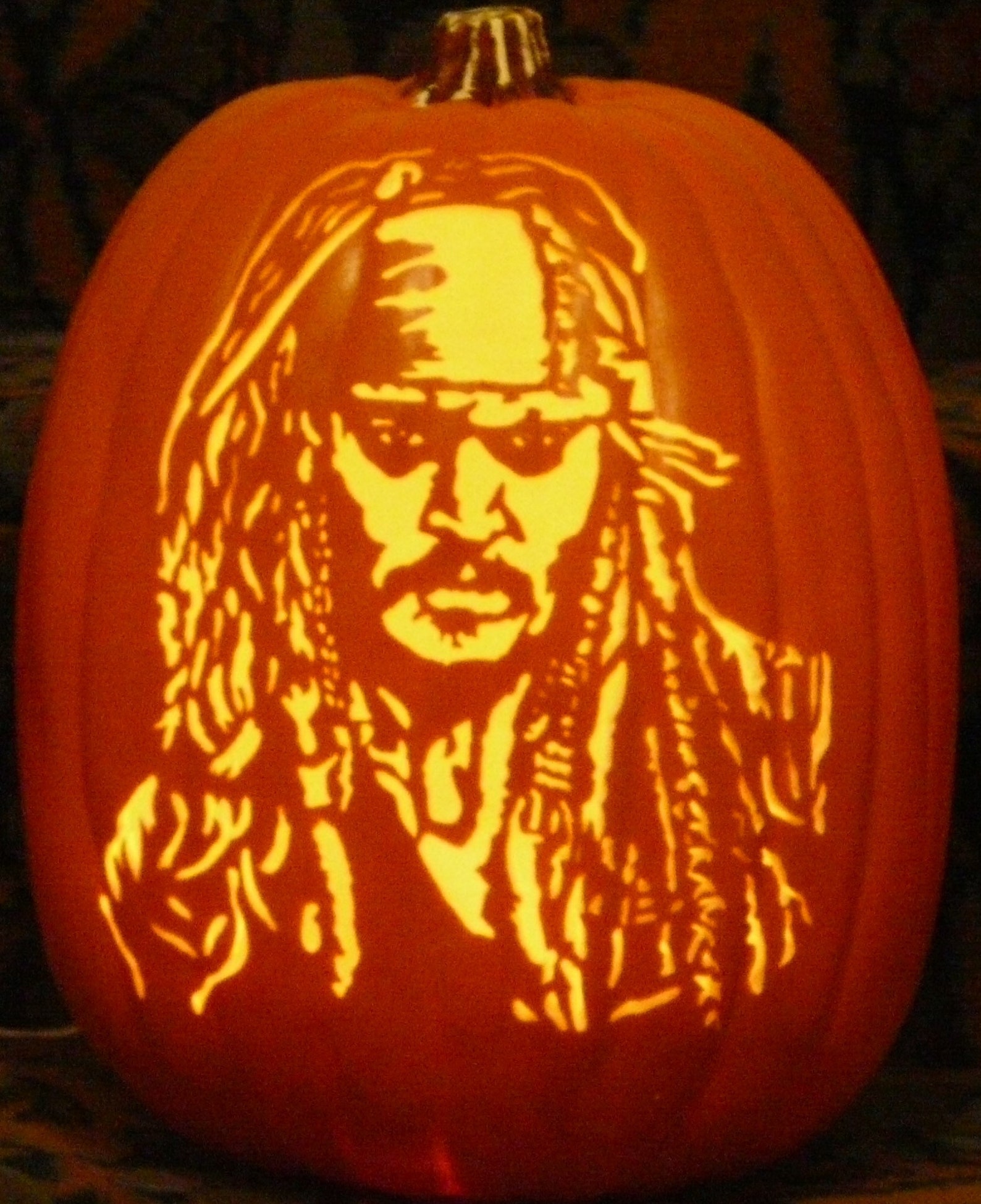 Jack Sparrow Hand Carved on a 13 Foam Pumpkin From Pirates of the