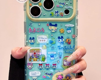 Tamagotchi Y2K Retro Gamer MagSafe Case & Beaded Charm, Kawaii Virtual Pet Clear Cover iPhone 17 16 15 14 13 Pro Max, Cute Japanese Anime