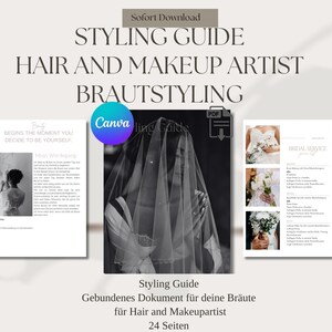 Brautstyling Guide | 24 Seiten | Styling Guide für Bräute | Make-up Artist Vorlage | Canva | Sofort Download