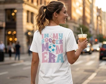 Personalized Soccer Mom Era T-Shirt, Wavy Text, Sporty Football Mother Apparel