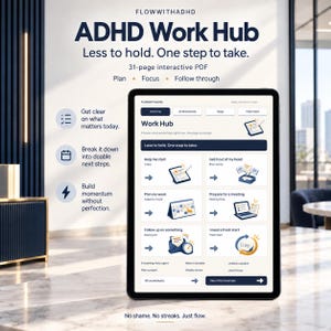 ADHD-werkplanner voor volwassenen | Werkbladen voor executieve functies | Invulbare productiviteits-pdf