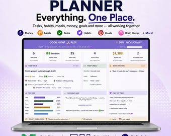 All-in-One-Planer für Erwachsene mit ADHS | Google Tabellen & Excel | Aufgabenverfolgung | Gewohnheitsverfolgung | Speiseplan | Budgetplanung | ADHS-Lebens-App