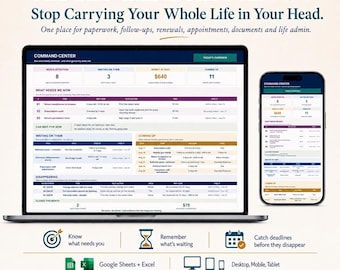ADHD Life Planner | Google Sheets Life Planner & Excel | Life Admin Organizer for Neurodivergent Adults