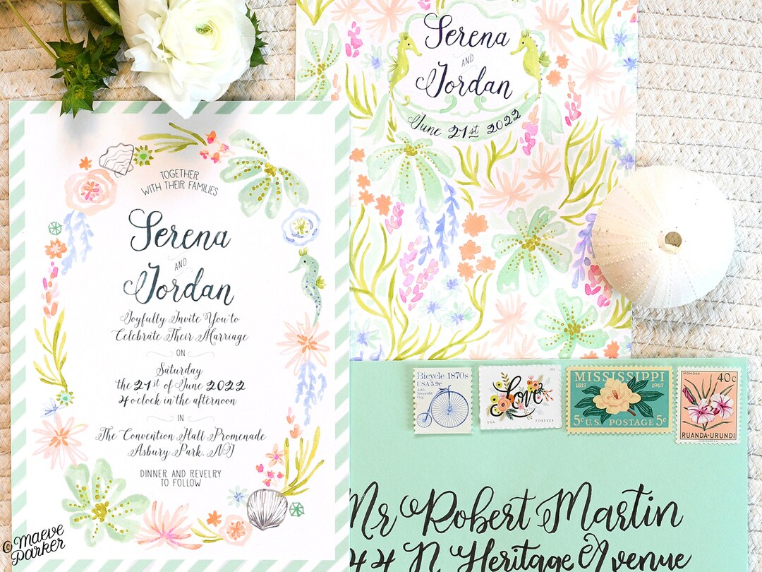 STANDARD Seaside Wedding Invitation Sample - Etsy