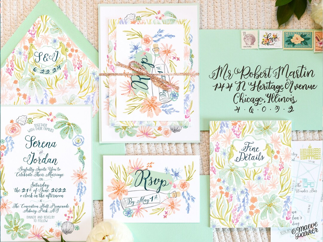 DELUXE Seaside Wedding Invitation Sample - Etsy