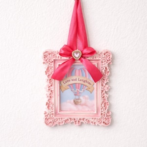 Cornice fatta a mano personalizzabile con foto-vintage romantica-arredo cameretta bambina-idea regalo nascita-shabby chic-pezzo unico