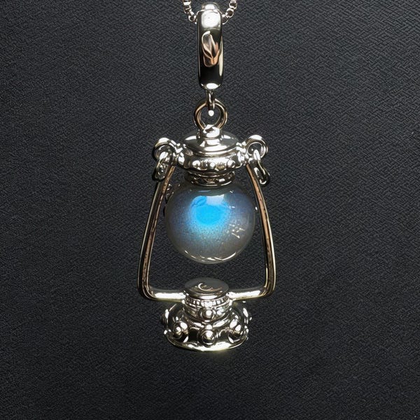 Vintage Lantern Pendant with Natural Crystal Charm – Fairycore Gemstone Jewelry